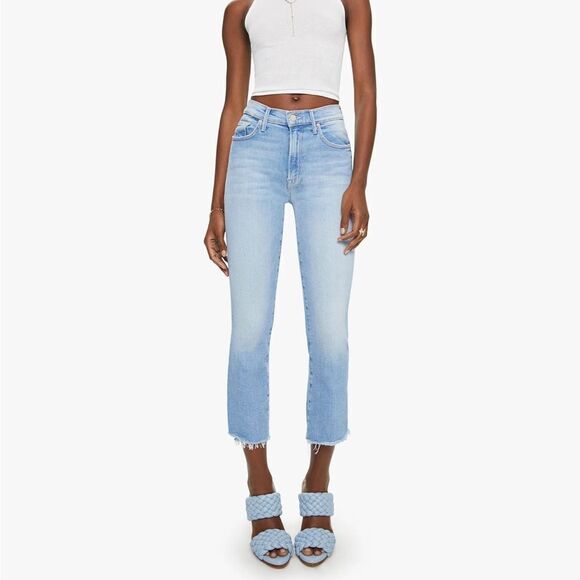 NWT Mother Insider Crop Step Fray Hem Limited Edition Light Denim Straight Jeans - Picture 5 of 16